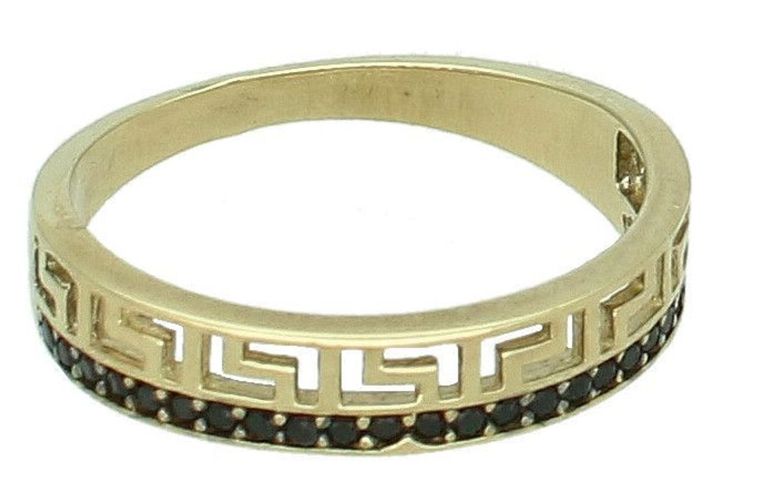 Złoty pierścionek damski 333 obrączka droga grecka z czarnymi cyrkoniami rozmiar 12 OPP000000-030 333.  Złoty pierścionek damski. Pierścionek złoty 333 z cyrkoniami. Złoty pierścionek o wzorze drogi greckiej na prezent. Pierścionek z.jpg